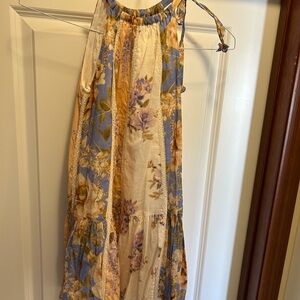 Zimmermann Floral Patchwork Dress in Blue and Cream